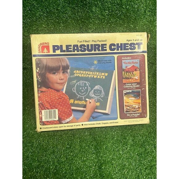 Vintage Child’s Pleasure chest Sandberg Alphabet Number Chalkboard with Storage - Picture 2 of 6